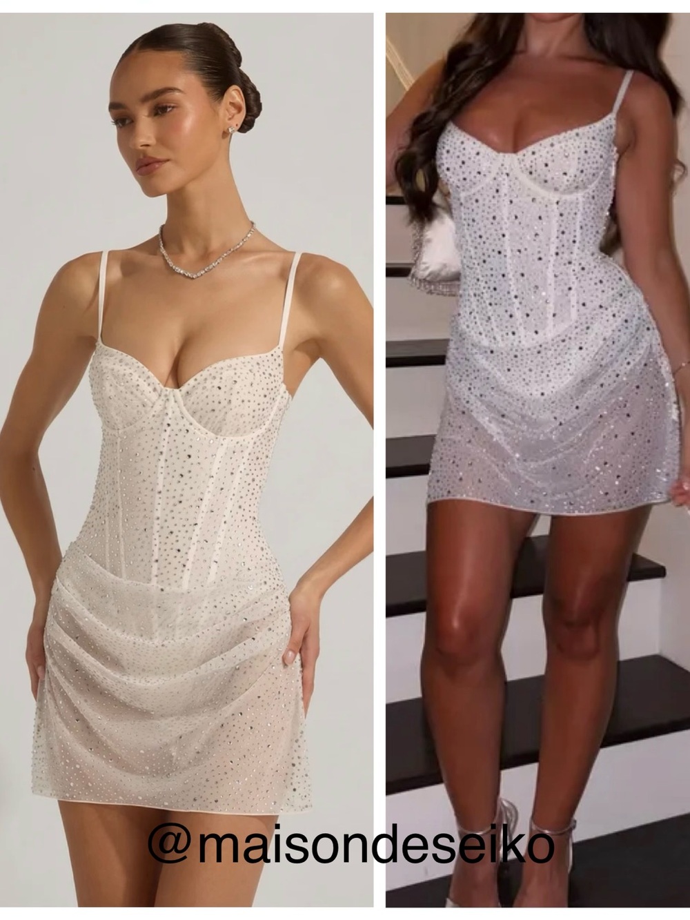 NEW Oh Polly Mini Dress White Rhinestone Connie Corset Bodysuit size US 2